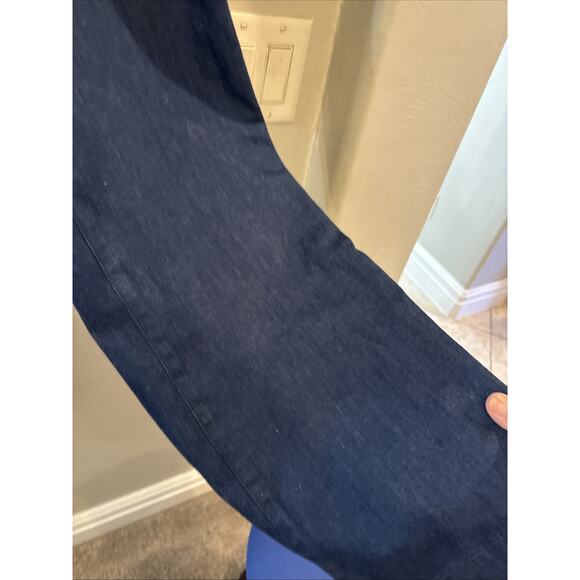 LOFT Women’s The Wide Leg Dark Wash Denim Jeans Size 4 Ann Taylor Boho Stretch  - Picture 4 of 7